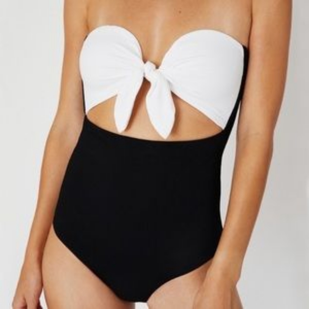 New ONIA Marie One Piece Bathing Suit Swim suit Black & White - Small - Picture 2 of 2